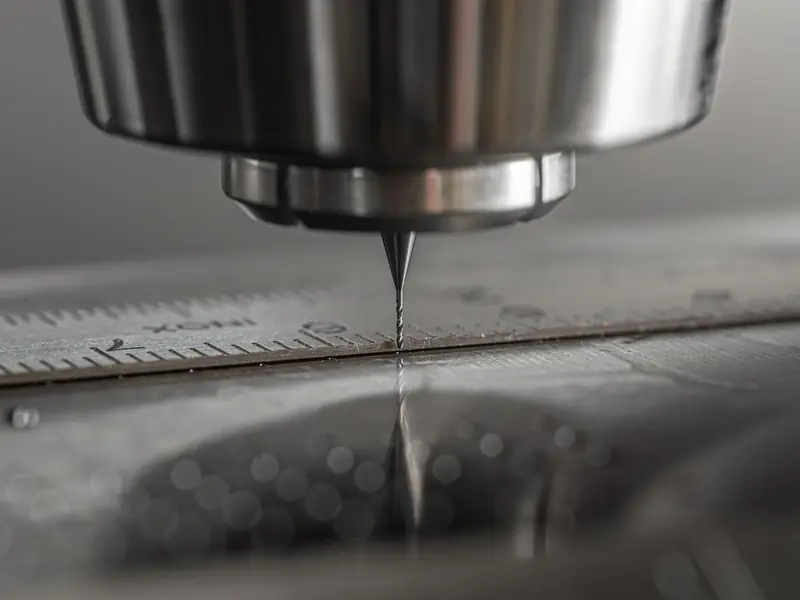 Close-up of a precision tool cutting into metal